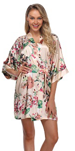 Floral Short Satin Robes