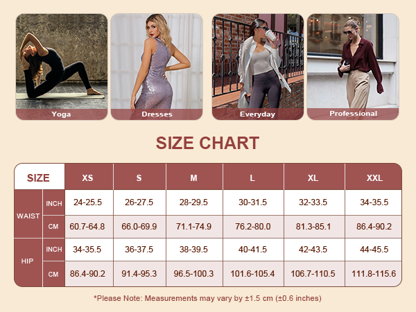 WOMEN THONG SIZE CHART