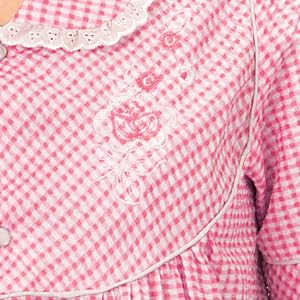 Floral detail pink gingham lace