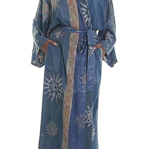 NOVICA Artisan made Women''s Handpainted Batik Patterned Long Robe from Indonesia