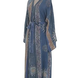 NOVICA Artisan made Women''s Handpainted Batik Patterned Long Robe from Indonesia