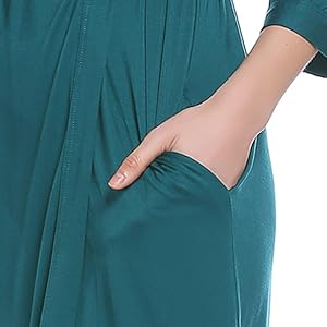 Women Lightweight Bathrobe Bamboo Super Soft Comfy Summer Cooling Short Lounge robe Sleepwear 