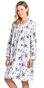 long sleeve flannel nightgown full sleep shirt gown floral printed soft warm 