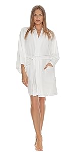 short waffle robe for women