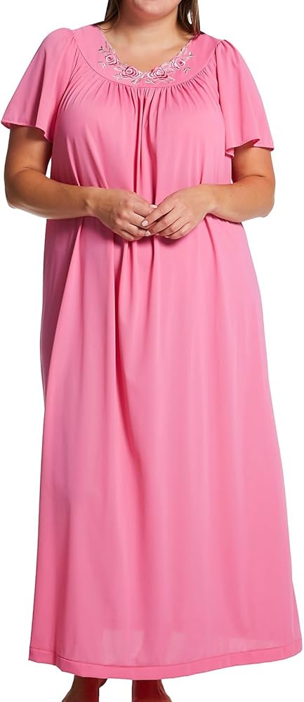 Shadowline Women's Petals 53 Inch Short Flutter Sleeve Long Gown