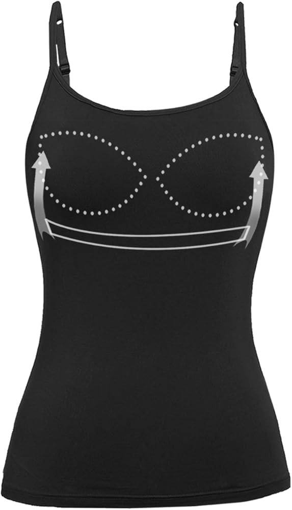 Womens Tank Tops Adjustable Strap Camisole with Built in Padded Bra Vest Sleeveless Layer Top 3 Packs