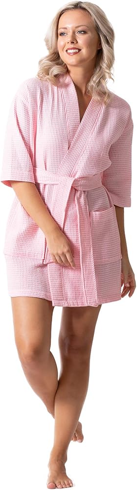 Lightweight Waffle Weave Bath, Spa & Bridesmaids Kimono Short Robes