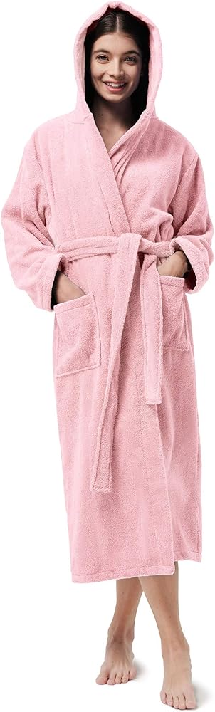 SIORO Womens Robes Soft Terry Colth Hooded Bathrobe Cotton Towel Bed Robe Spa Hotel Shower Bath Absorbent Fluffy Sleepwear
