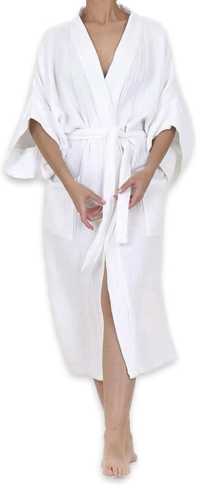 Muslin Cotton Kimono Style Robe with Belt