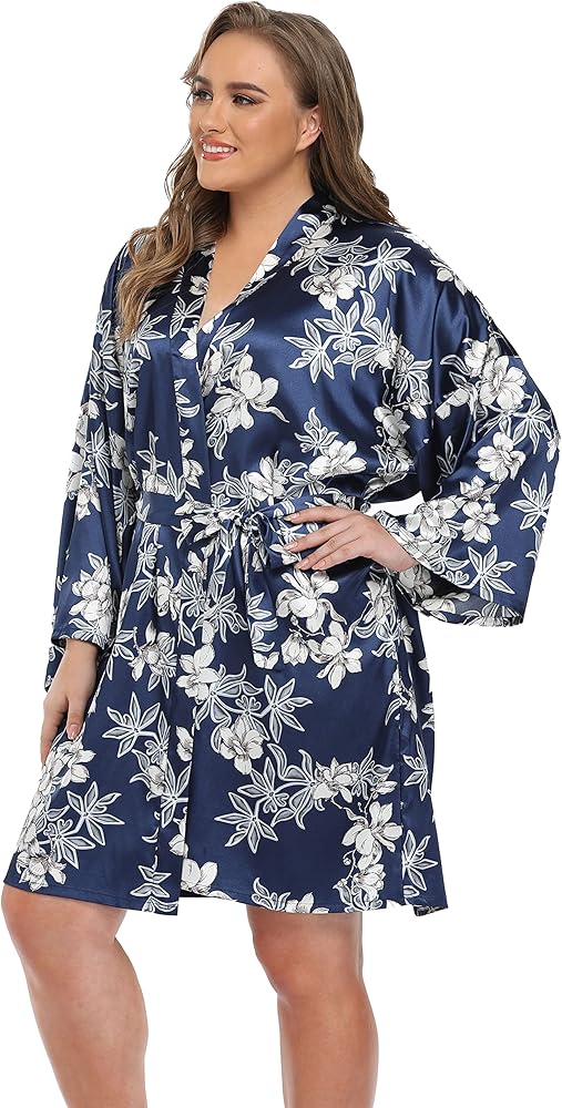 Women's Plus Size Satin Robes Short Dressing Gown Party Robes