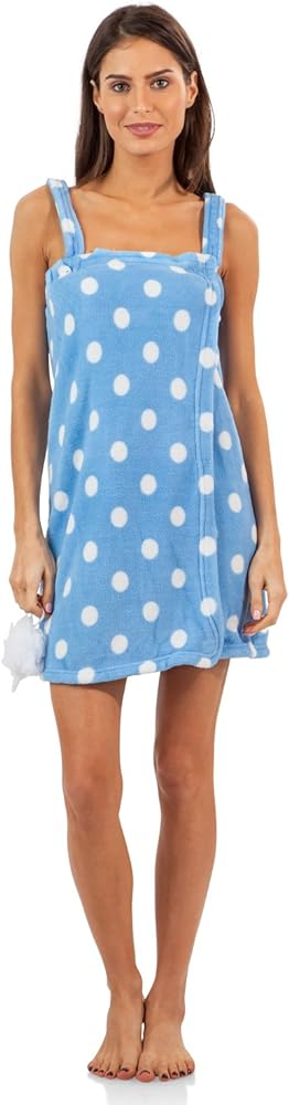 Casual Nights Women's Plush Fleece Shower Wrap Bathrobe With Soap Sponge