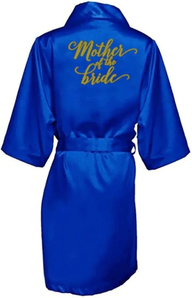 Satin Silk Robes Plus Size Wedding Bathrobe Bride Bridesmaid Mother Maid of Honor Gown Women Clothing Sleepwear Royal blue As the photo show 11 XL
