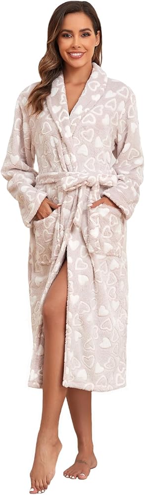 RONGTAI Plush Soft Robes for Women Lightweight and Warm SPA & Bath Robes Female for Mom Wife and Girl Friend