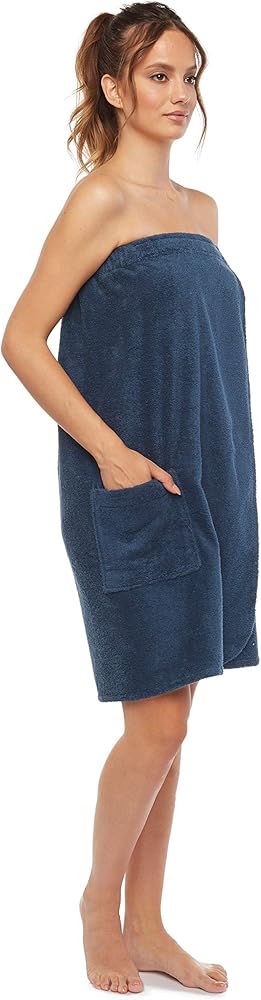Arus Women's Bathrobe GOTS Certified Organic 100% Turkish Terry Cotton Robe Adjustable Closure Bath Wrap
