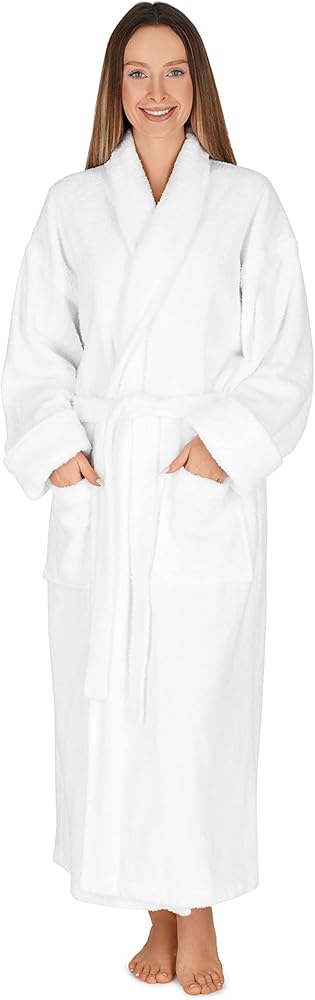 Terry Cloth Robes for Women by Boca Terry. Long Towel Robe, Shawl Style Cotton Women's Bathrobe